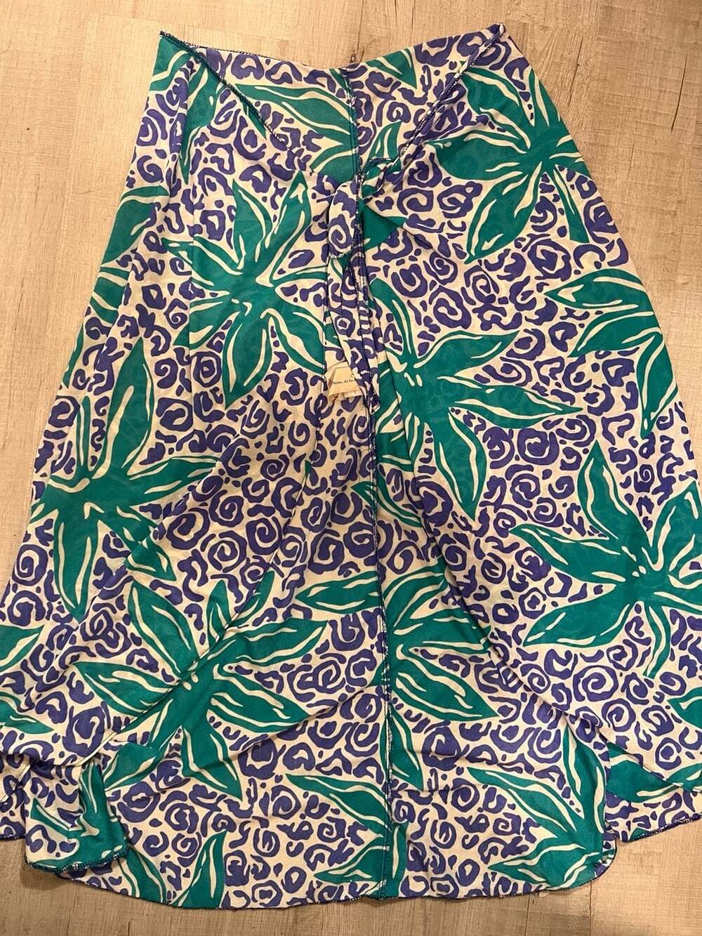 Oscar de la Renta Vintage Tropical Floral & Animal Print Wrap Sarong Skirt